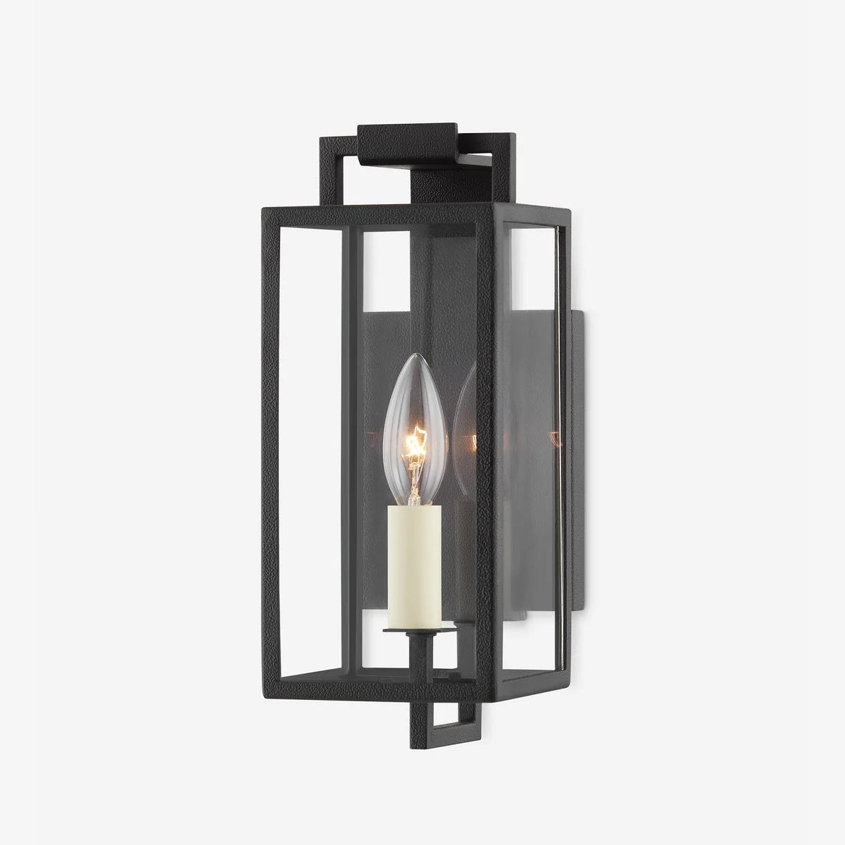 Judy Forged Iron Clear Glass Outdoor Lantern Sconce - view 10