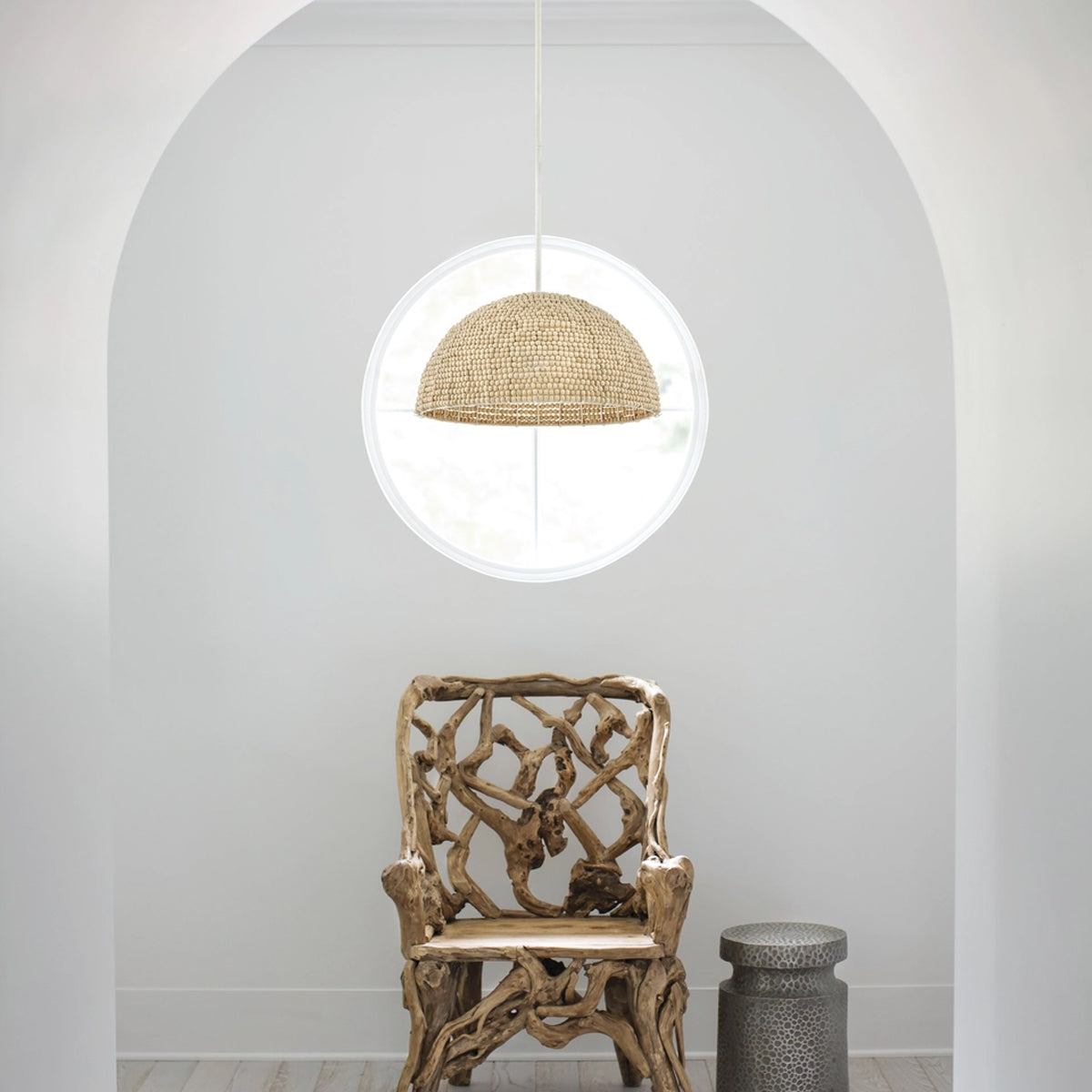 Raquel Artisan Woven Bead Dome Pendant Light - view 2