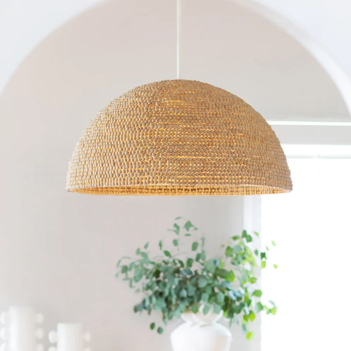 Raquel Artisan Woven Bead Dome Pendant Light - view 4
