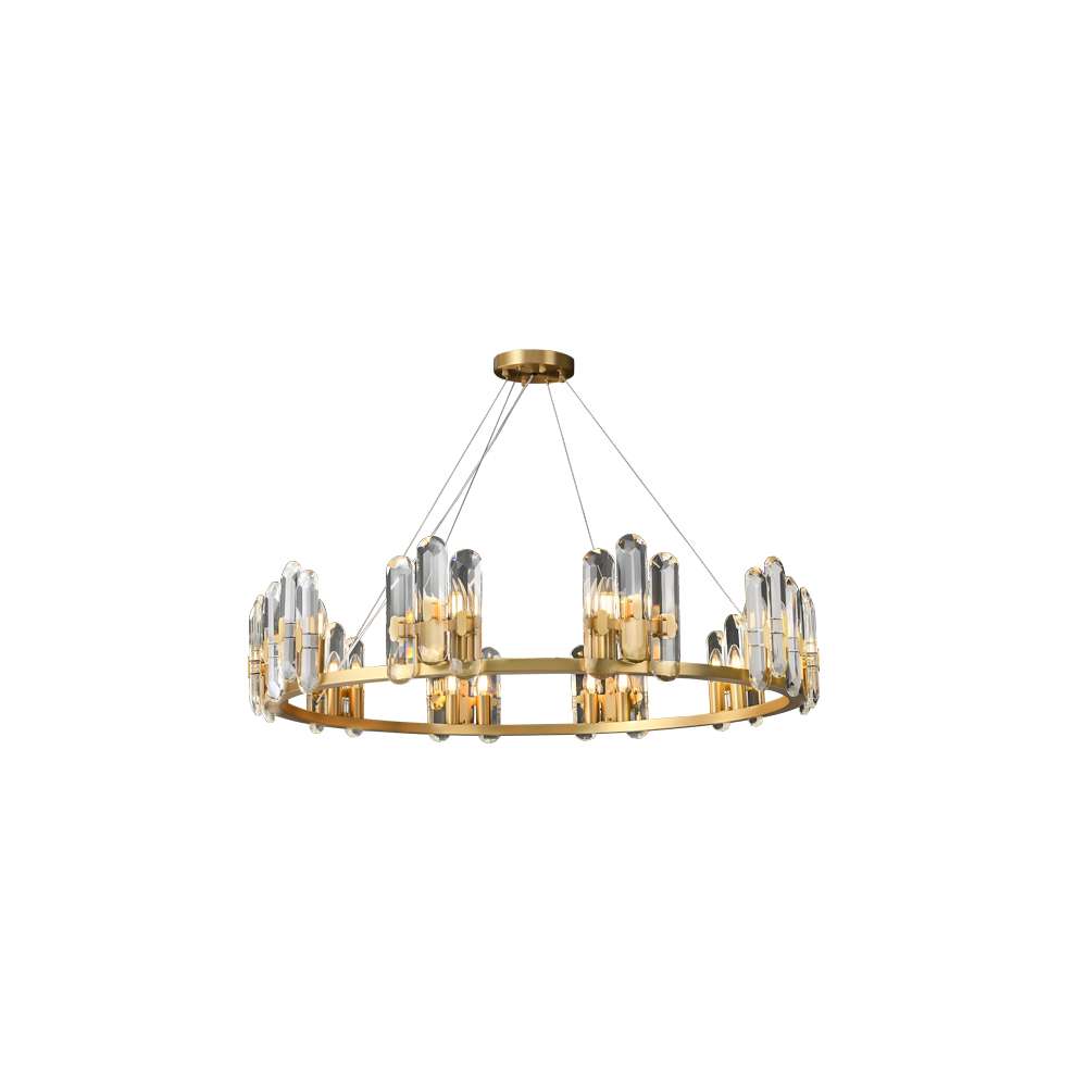 Reeve Luxury Burnished Clear Ring Crystal Brass Chandelier - view 10