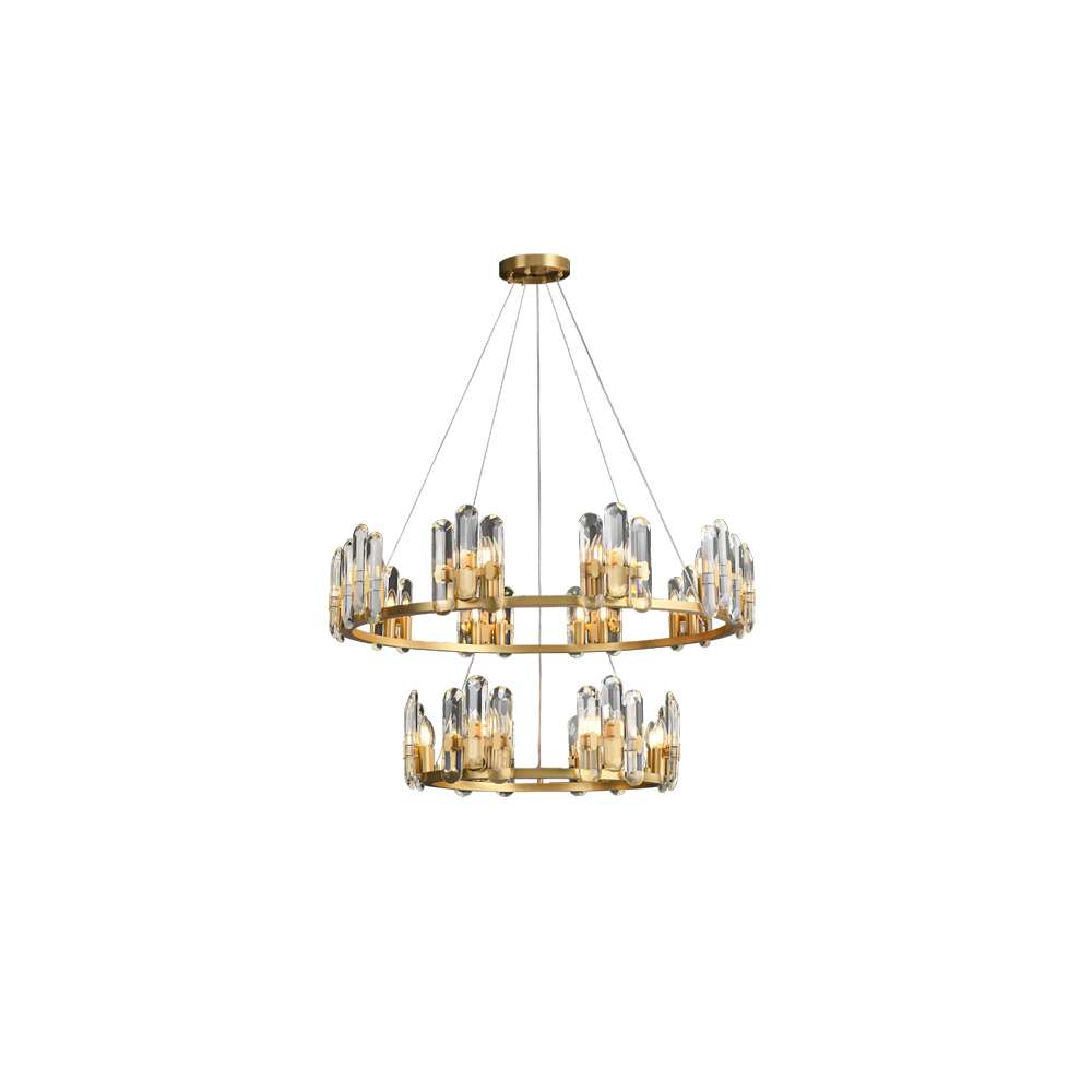 Reeve Luxury Burnished Clear Ring Crystal Brass Chandelier - view 11