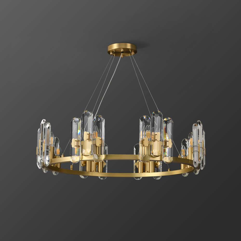 Reeve Luxury Burnished Clear Ring Crystal Brass Chandelier - view 2