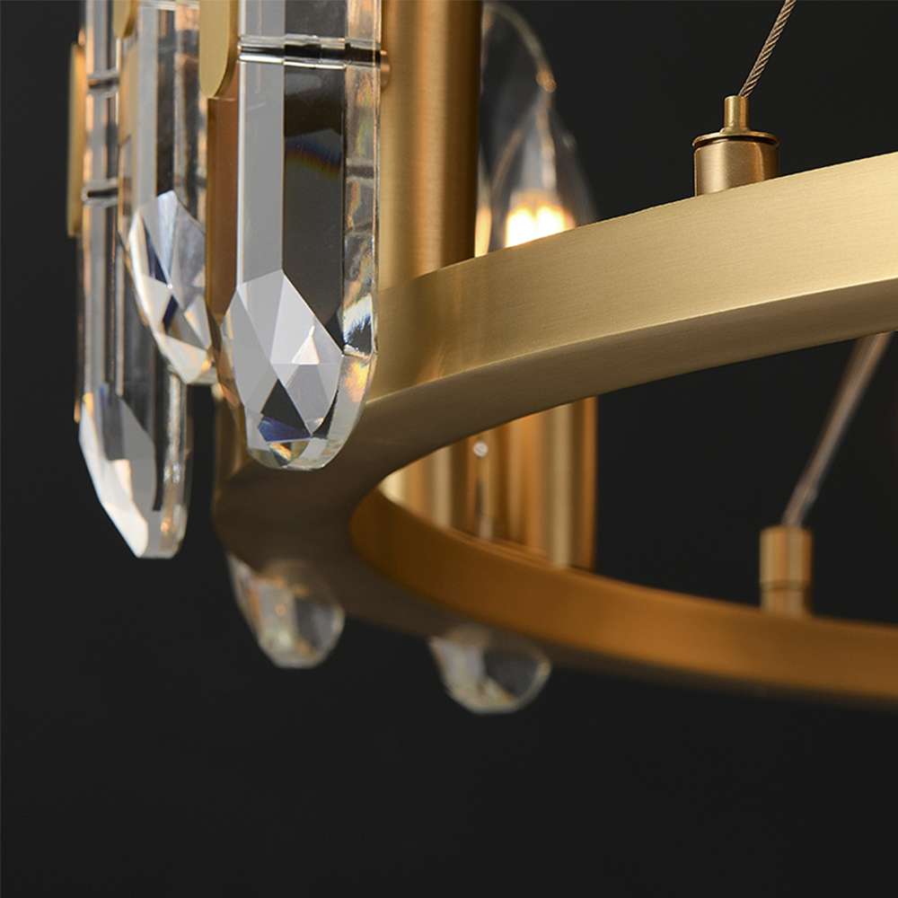 Reeve Luxury Burnished Clear Ring Crystal Brass Chandelier - view 7
