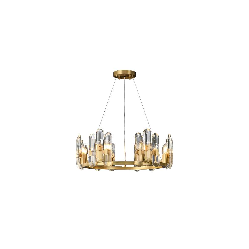 Reeve Luxury Burnished Clear Ring Crystal Brass Chandelier - view 8
