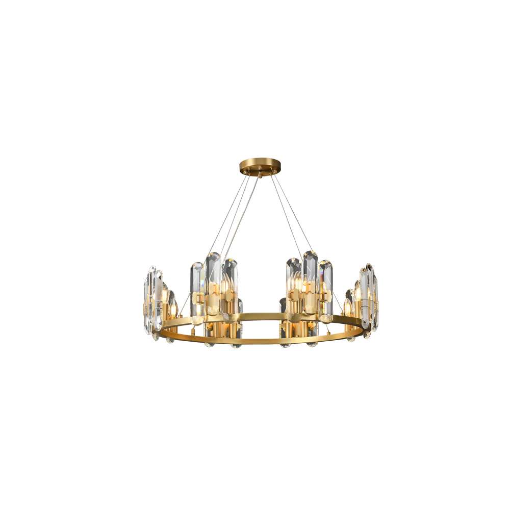 Reeve Luxury Burnished Clear Ring Crystal Brass Chandelier - view 9