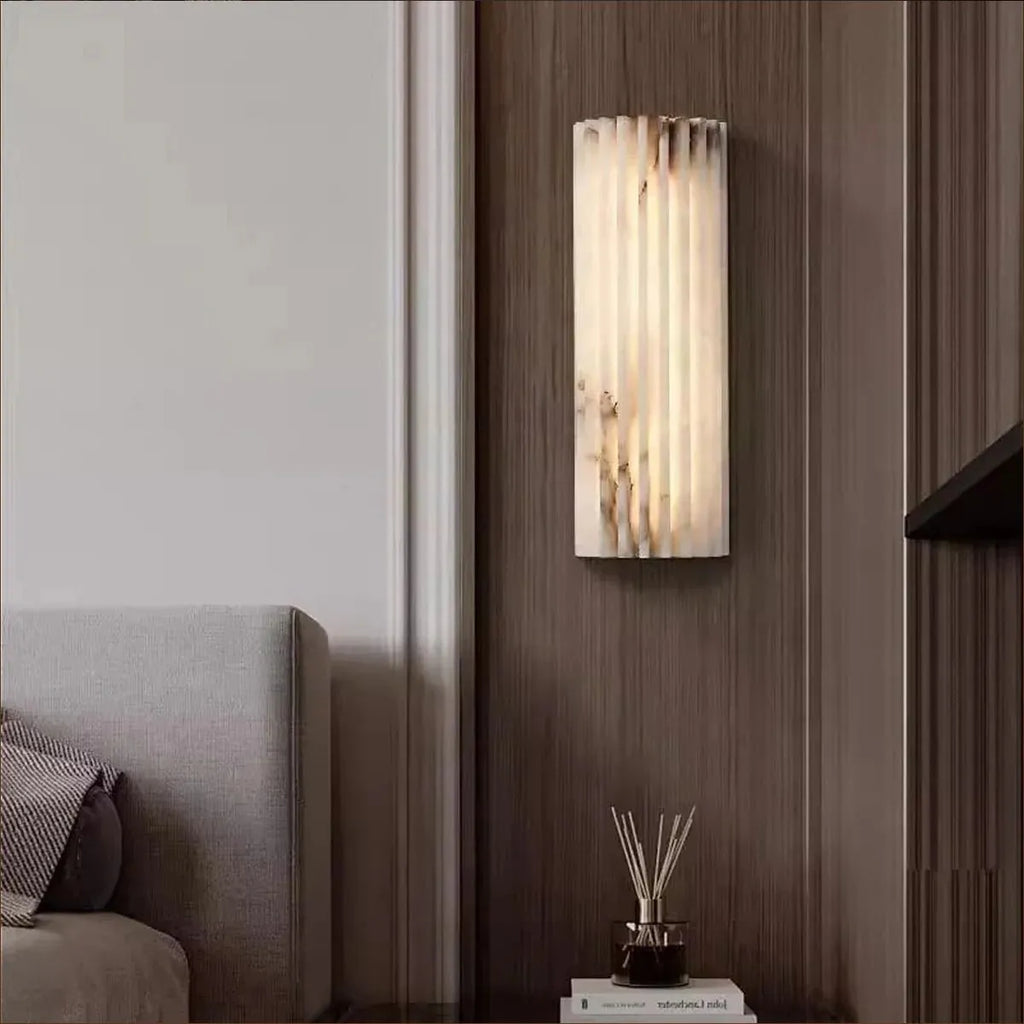 Hand‑Carved Alabaster Wall Light – Built‑In LED with Sculptural Design - view 4