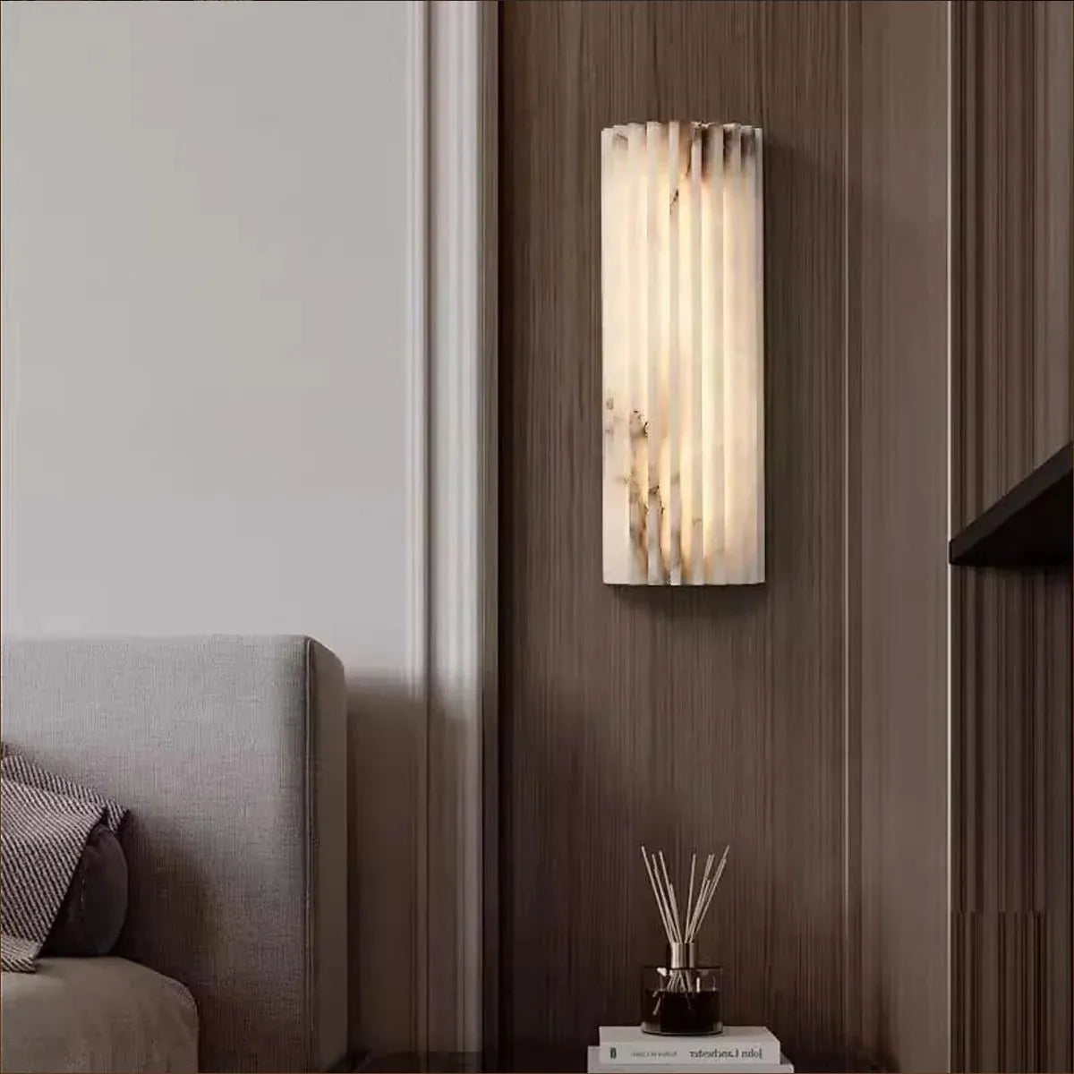 Hand‑Carved Alabaster Wall Light – Built‑In LED with Sculptural Design - view 4