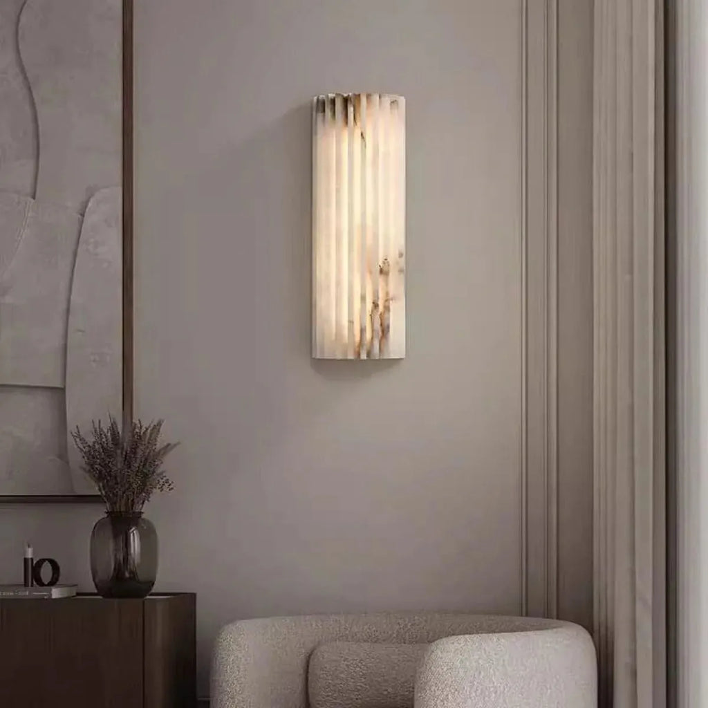 Hand‑Carved Alabaster Wall Light – Built‑In LED with Sculptural Design - view 5