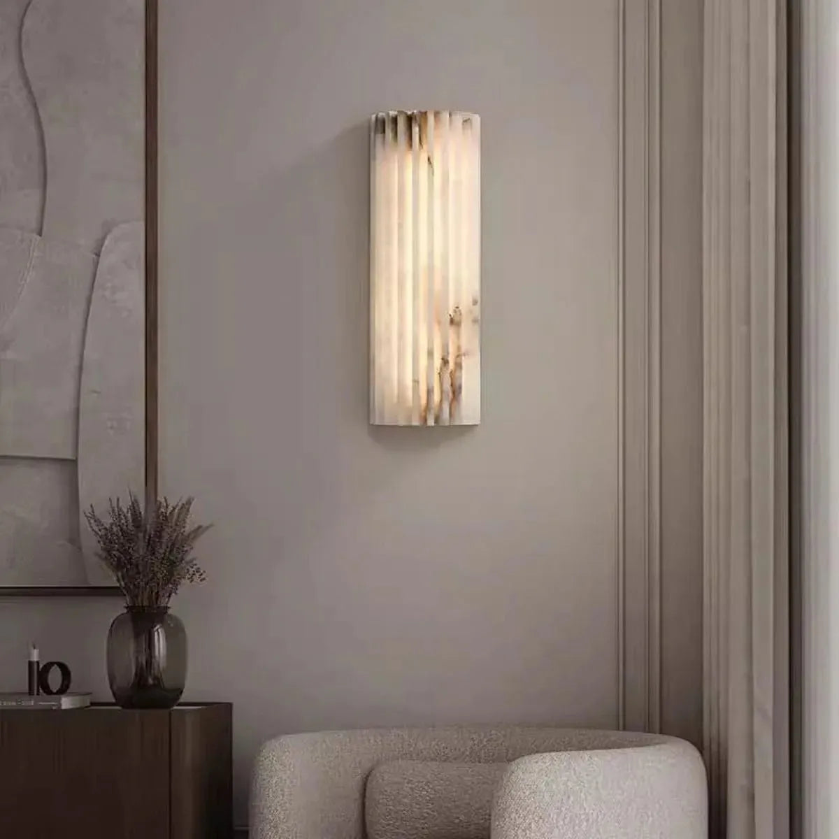 Hand‑Carved Alabaster Wall Light – Built‑In LED with Sculptural Design - view 5