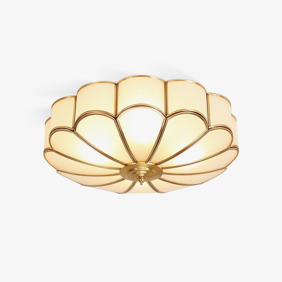 Marguerite Brass and Opal Glass Flush Mount Ceiling Light - view 1