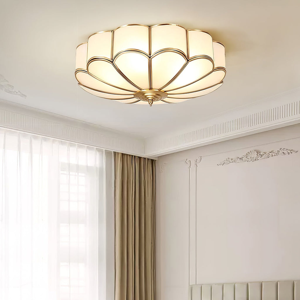 Marguerite Brass and Opal Glass Flush Mount Ceiling Light - view 2