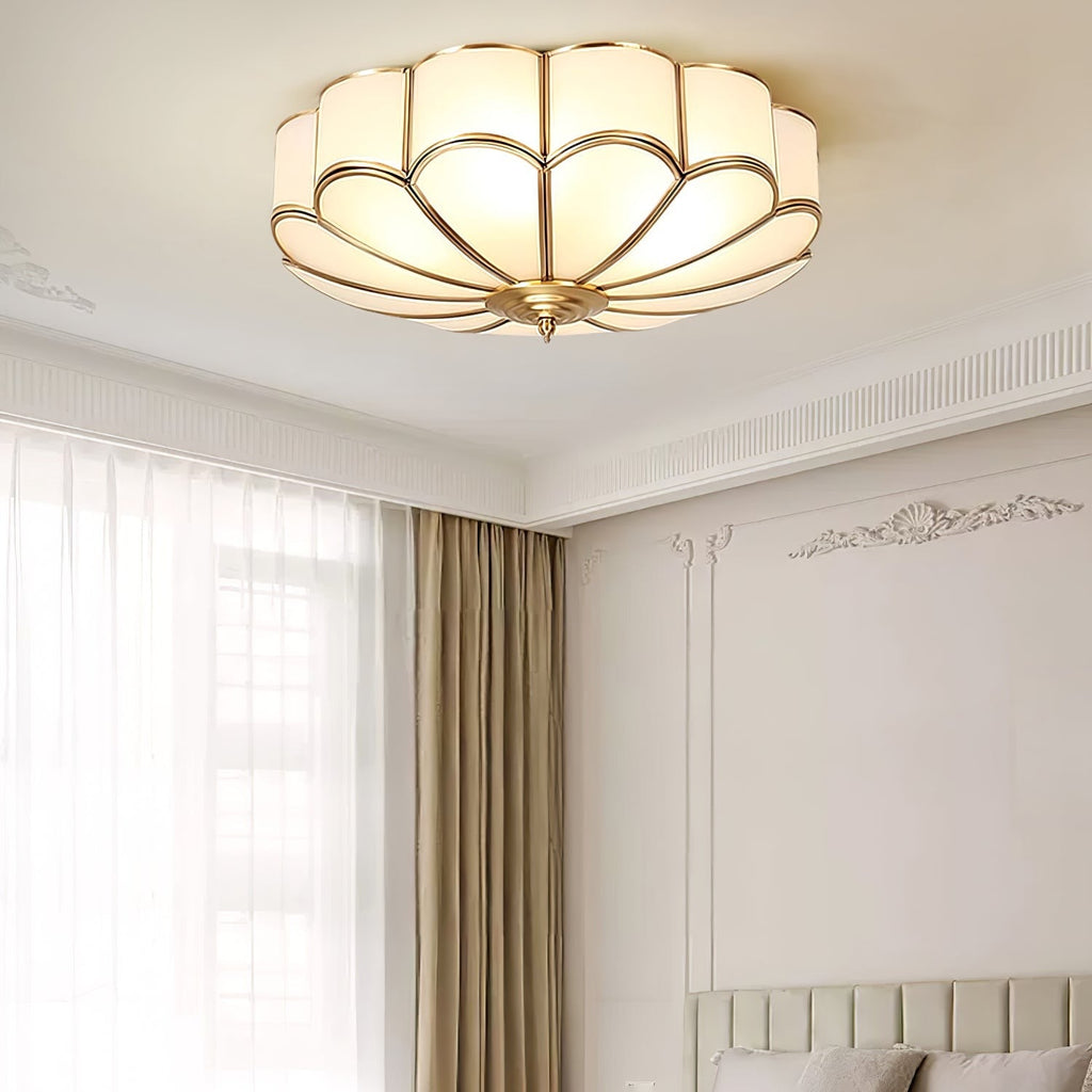 Marguerite Brass and Opal Glass Flush Mount Ceiling Light - view 3